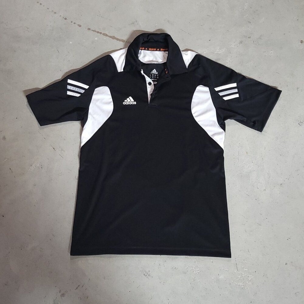 Adidas black and white sports polo